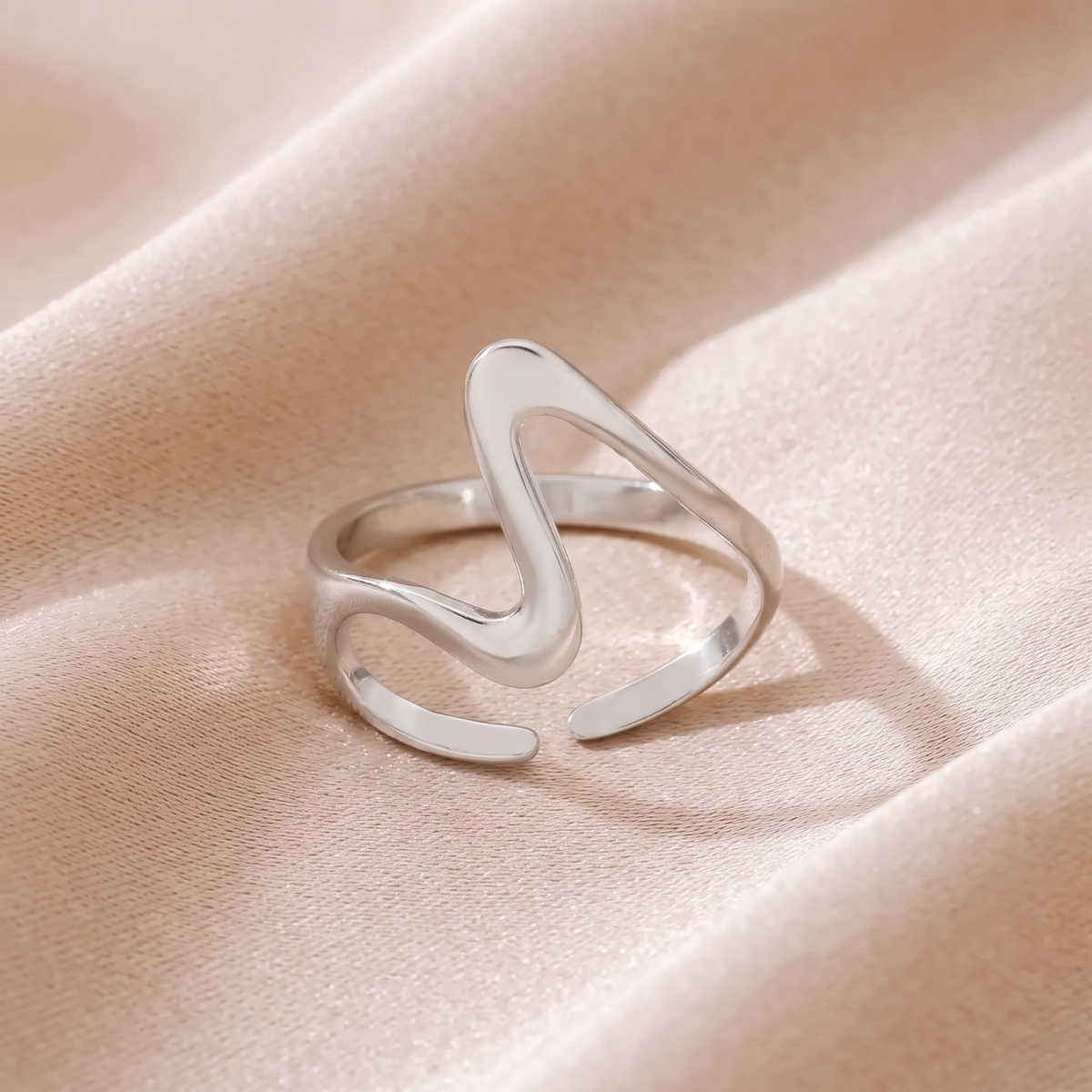 Anello Zigzag Argento acciaio regolabile