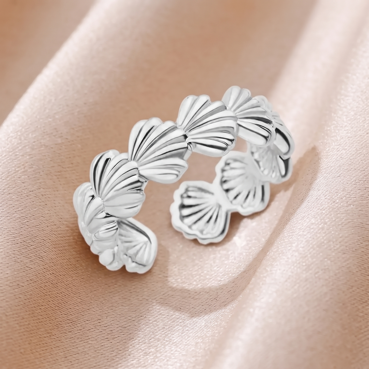 Anello Conchiglie Argento acciaio regolabile