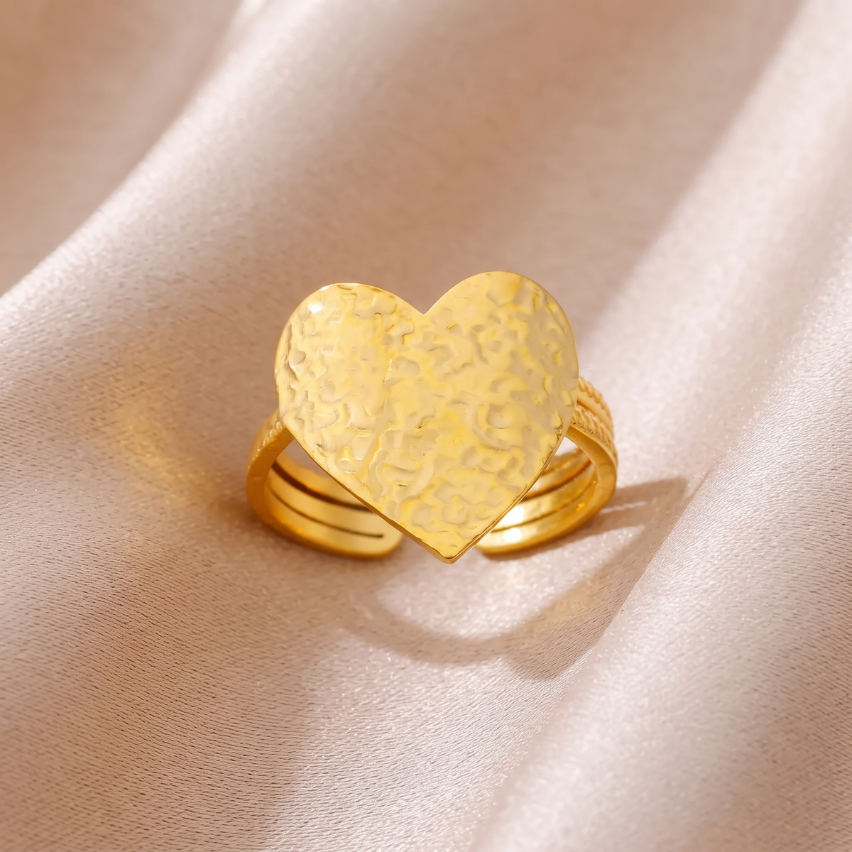 Anello Cuore Grande acciaio regolabile