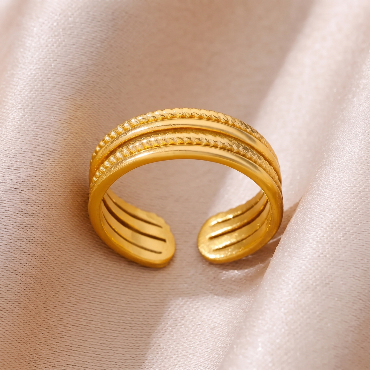 Anello Perline acciaio regolabile