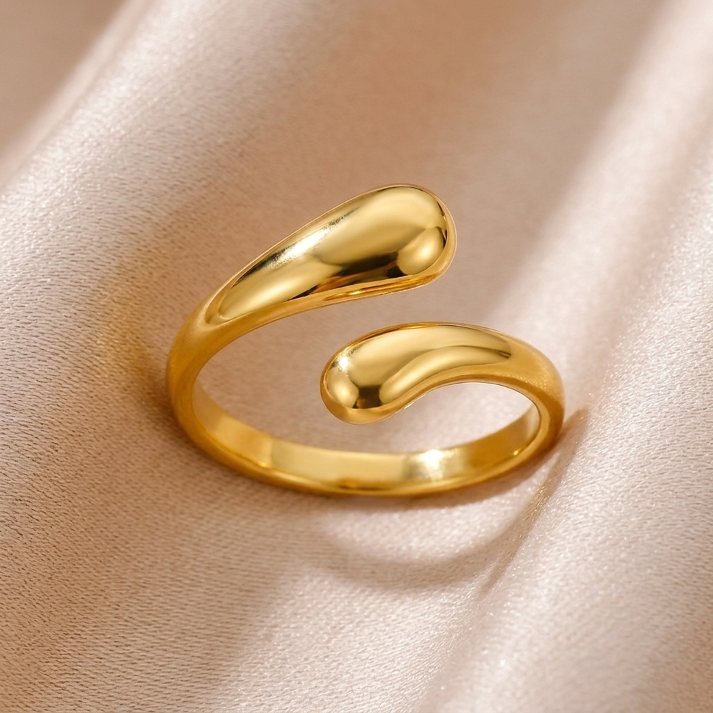 Anello Doppia Goccia acciaio regolabile