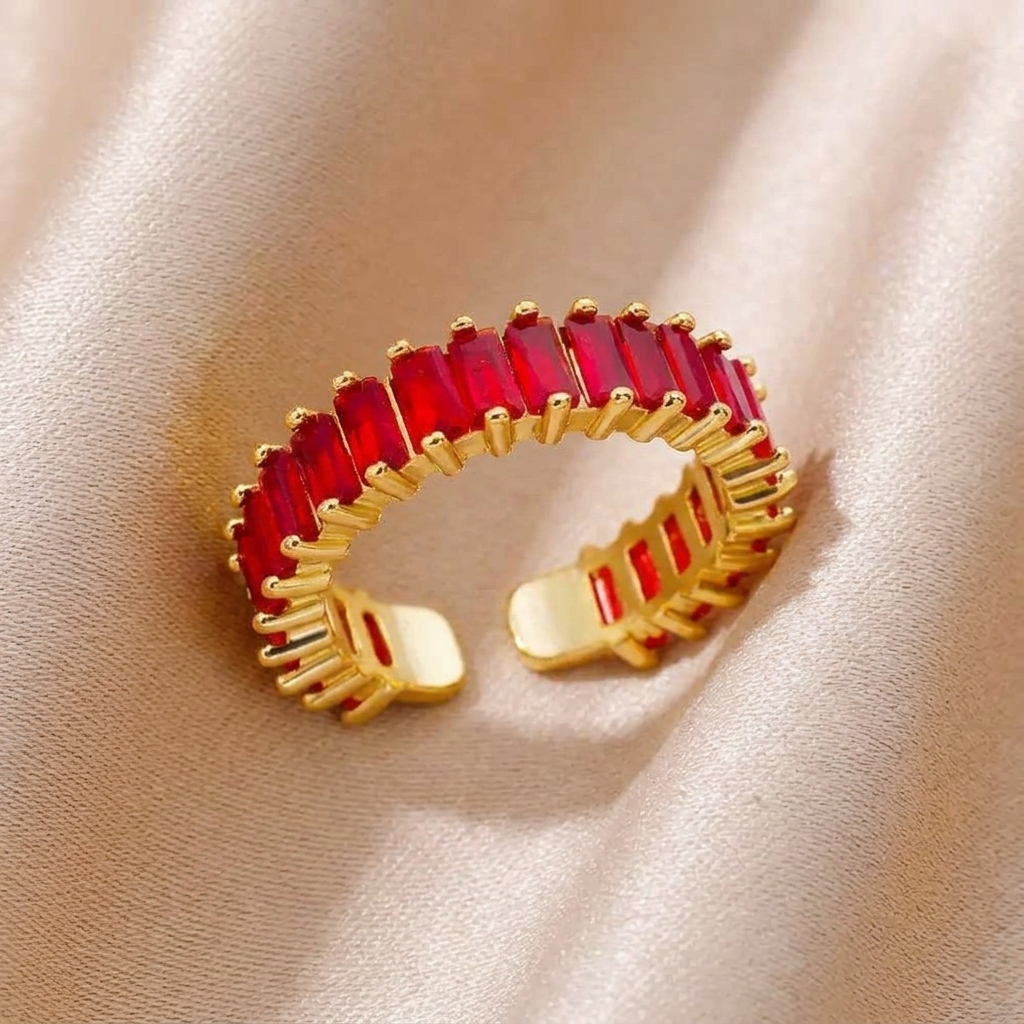 Anello Rubino acciaio regolabile