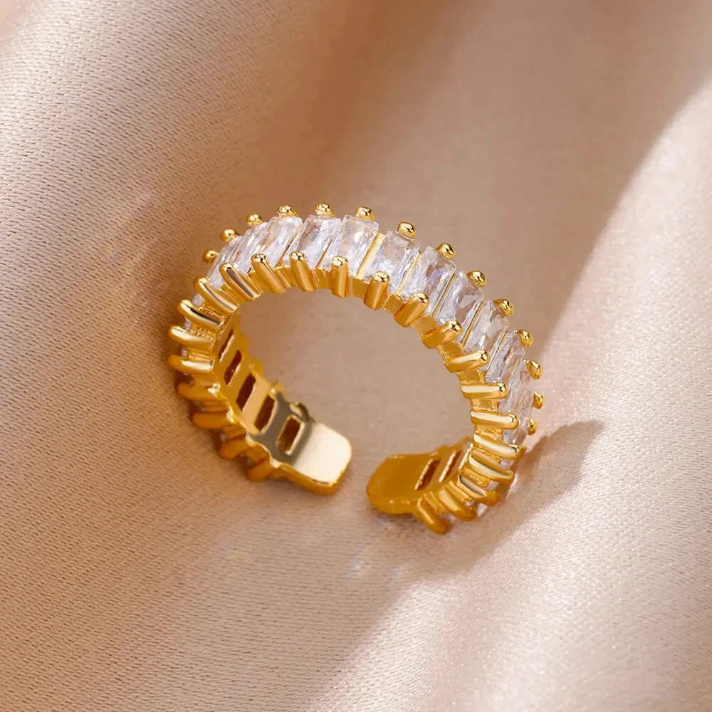 Anello Cristallo acciaio regolabile