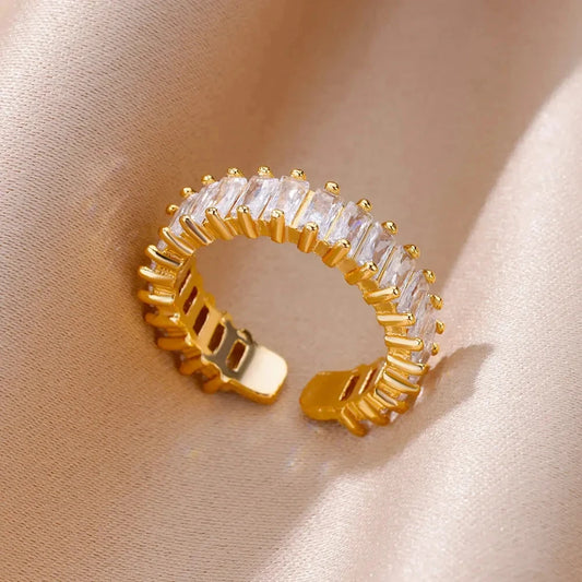 Anello Cristallo acciaio regolabile
