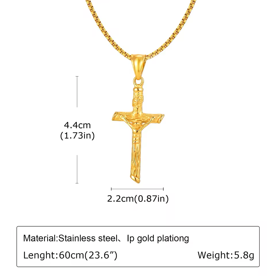 Crucifix Necklace, gold