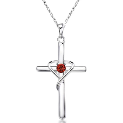 Heart Cross Necklace, silver
