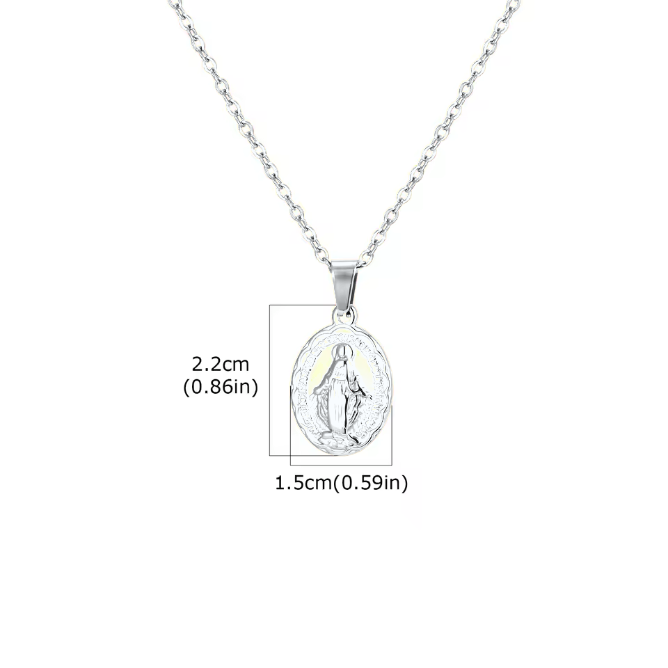 Miraculous Medal Necklace, silver
