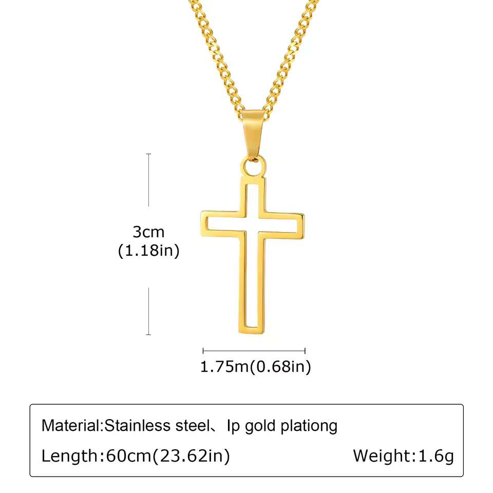 Open Cross Necklace, gold