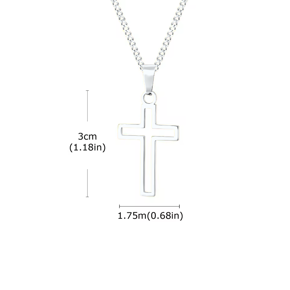 Open Cross Necklace, silver