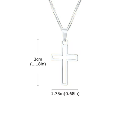 Open Cross Necklace, silver