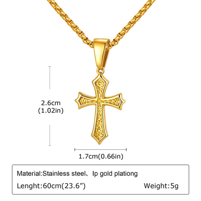 Ornate Cross Necklace, gold