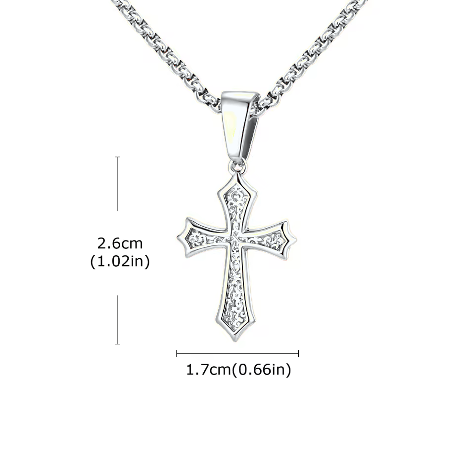 Ornate Cross Necklace, silver